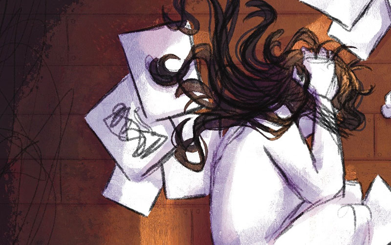 Ilustración que simboliza la frustración en tonos marrones anaranjados de más cerca